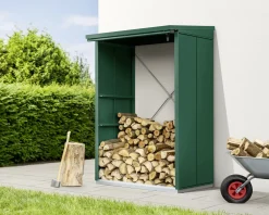 Ecostar Kaminholzregal Elegant-V Typ 1, moosgrün, mit Verstrebung