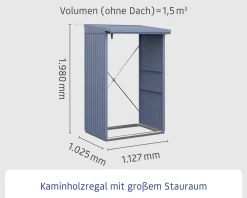 Ecostar Kaminholzregal Trend-V Typ 1, taubenblau, mit Verstrebung