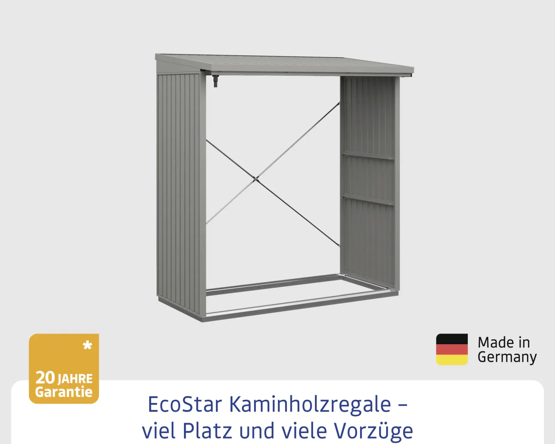 Ecostar Kaminholzregal Trend-V Typ 2, graualuminium, mit Verstrebung