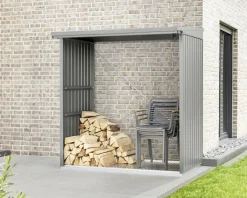 Ecostar Kaminholzregal Trend-V Typ 2, graualuminium, mit Verstrebung
