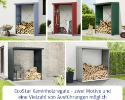 Ecostar Kaminholzregal Trend-V Typ 2, graualuminium, mit Verstrebung