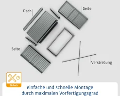 Ecostar Kaminholzregal Trend-V Typ 2, graualuminium, mit Verstrebung