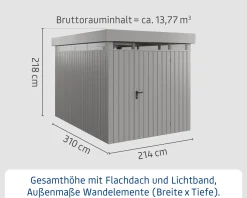 EcoStar Metallgerätehaus Euroline EFD7 LB graualuminium 214 x 310 cm 1-flg.