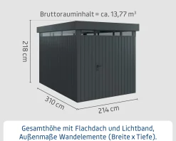 EcoStar Metallgerätehaus Euroline EFD7 LB anthrazit 214 x 310 cm 1-flg.
