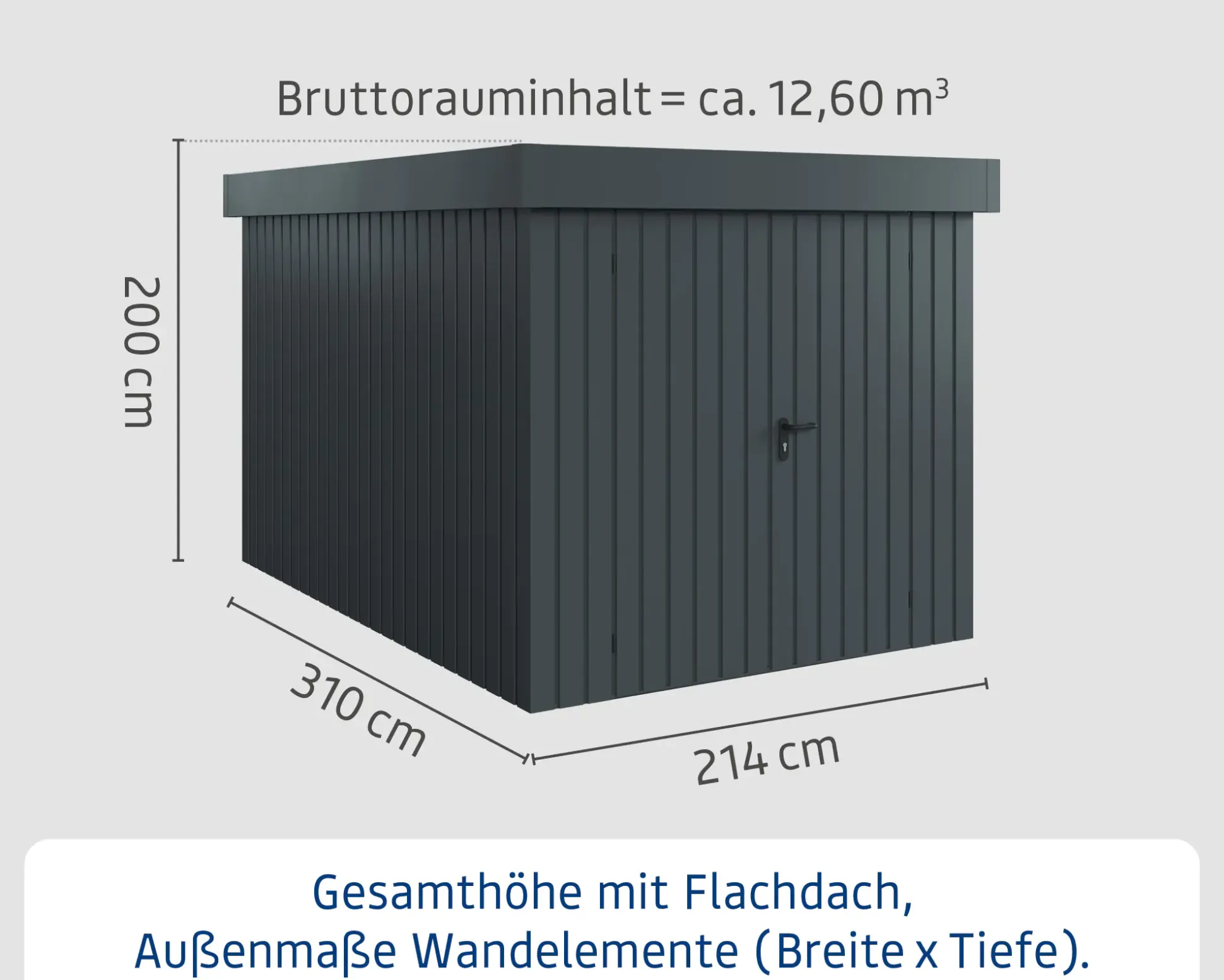 EcoStar Metallgerätehaus Euroline EFD7 anthrazit 214 x 310 cm 2-flg.
