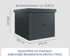 EcoStar Metallgerätehaus Euroline EFD6 anthrazit 214 x 262 cm 2-flg.