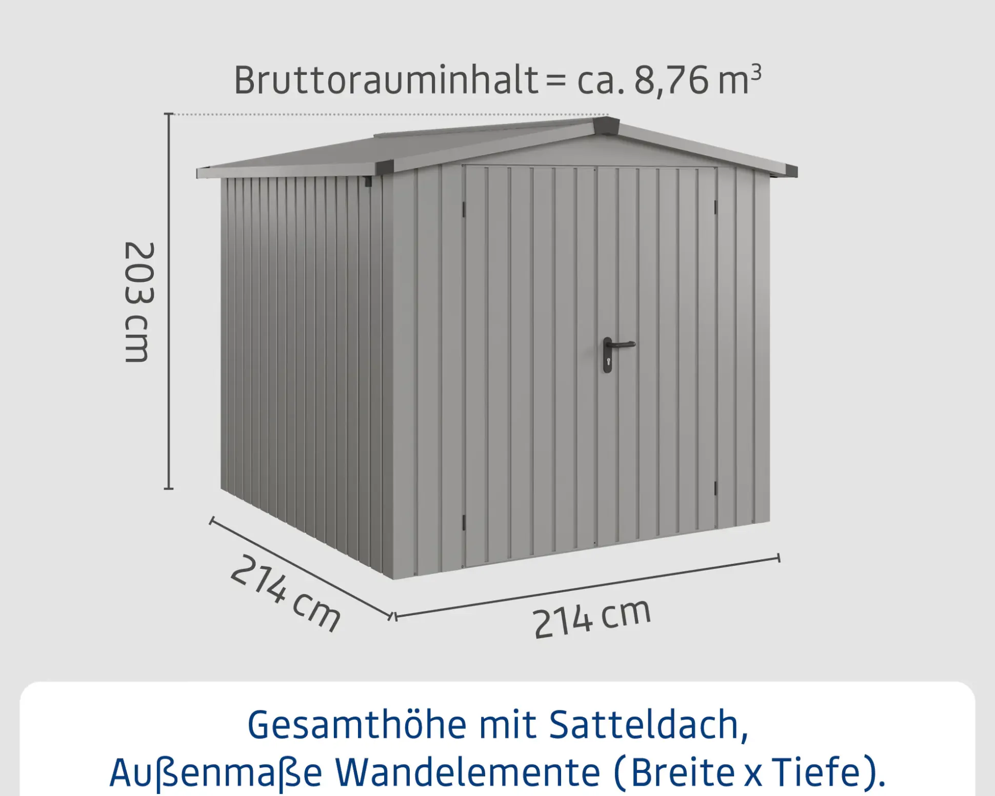 EcoStar Metallgerätehaus Euroline ESD5 aluminiumgrau 214 x 214 cm 2-flg.