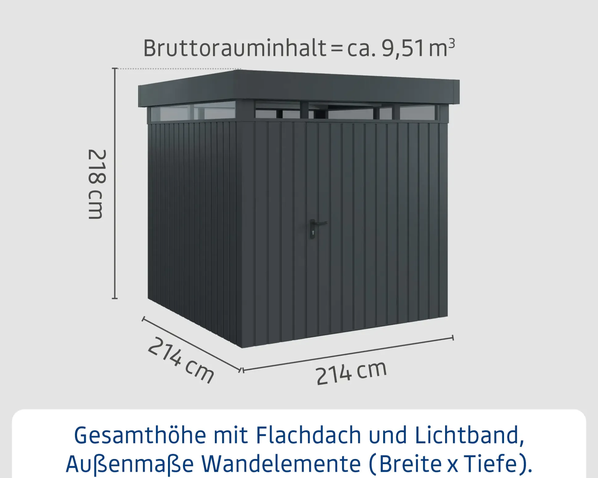 EcoStar Metallgerätehaus Euroline EFD5 LB anthrazit 214 x 214 cm 1-flg.