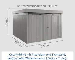 EcoStar Metallgerätehaus Euroline EFD14 LB graualuminium 310 x 310 cm 2-flg.