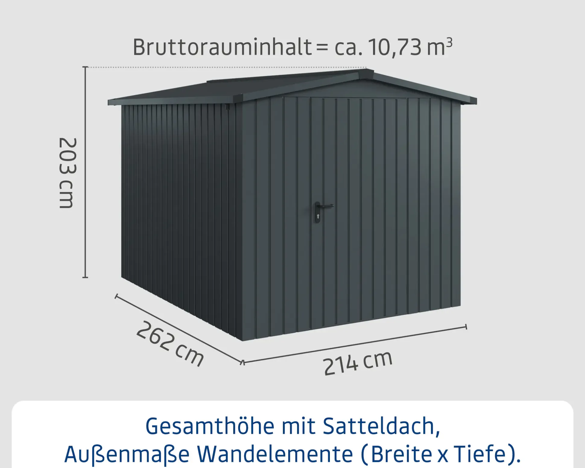 EcoStar Metallgerätehaus Euroline ESD6 anthrazit 214 x 262 cm 1-flg.