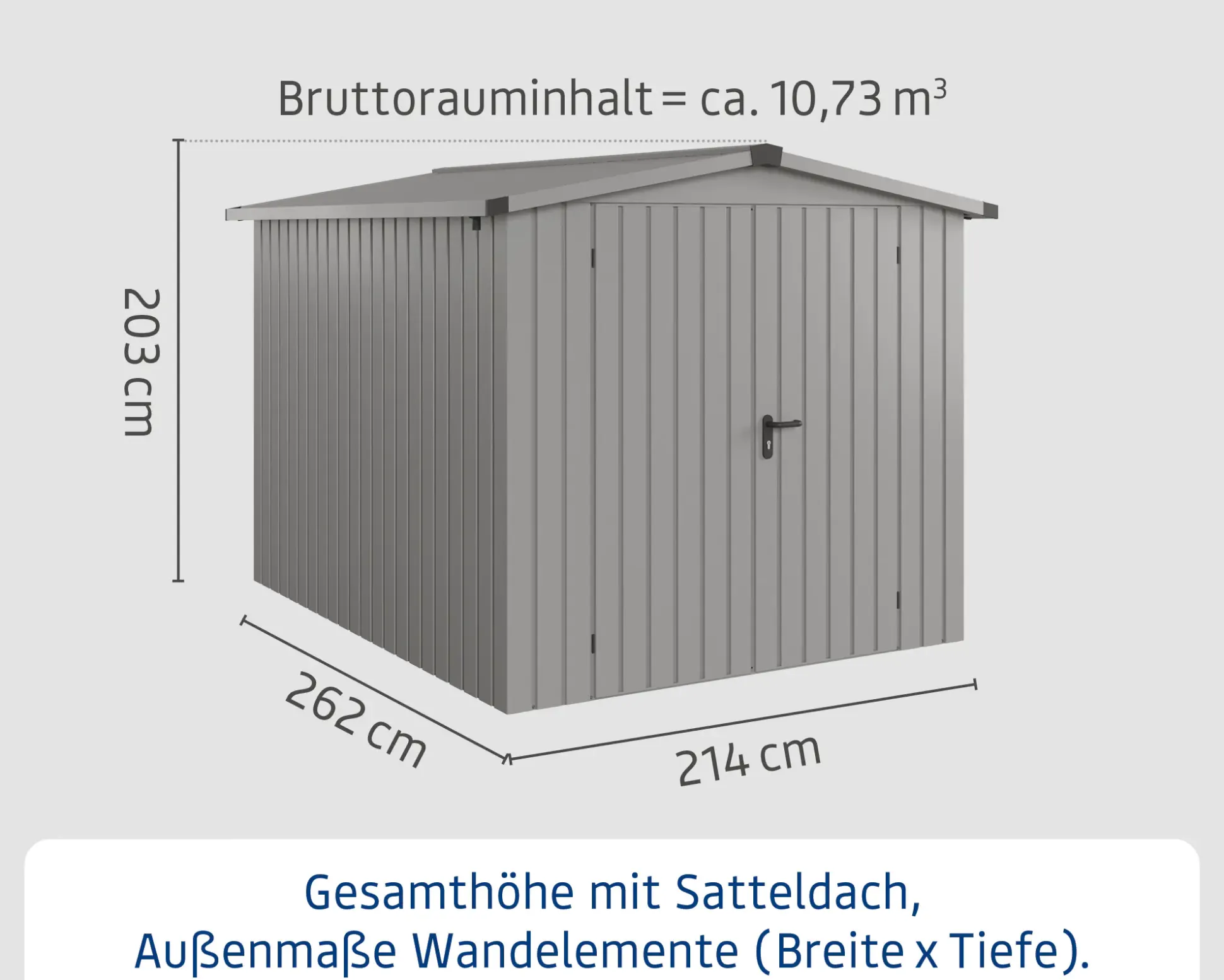 EcoStar Metallgerätehaus Euroline ESD6 aluminiumgrau 214 x 262 cm 2-flg.