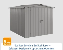 EcoStar Metallgerätehaus Euroline ESD6 aluminiumgrau 214 x 262 cm 2-flg.