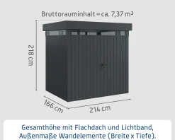 EcoStar Metallgerätehaus Euroline EFD4 LB anthrazit 214 x 166 cm 2-flg.