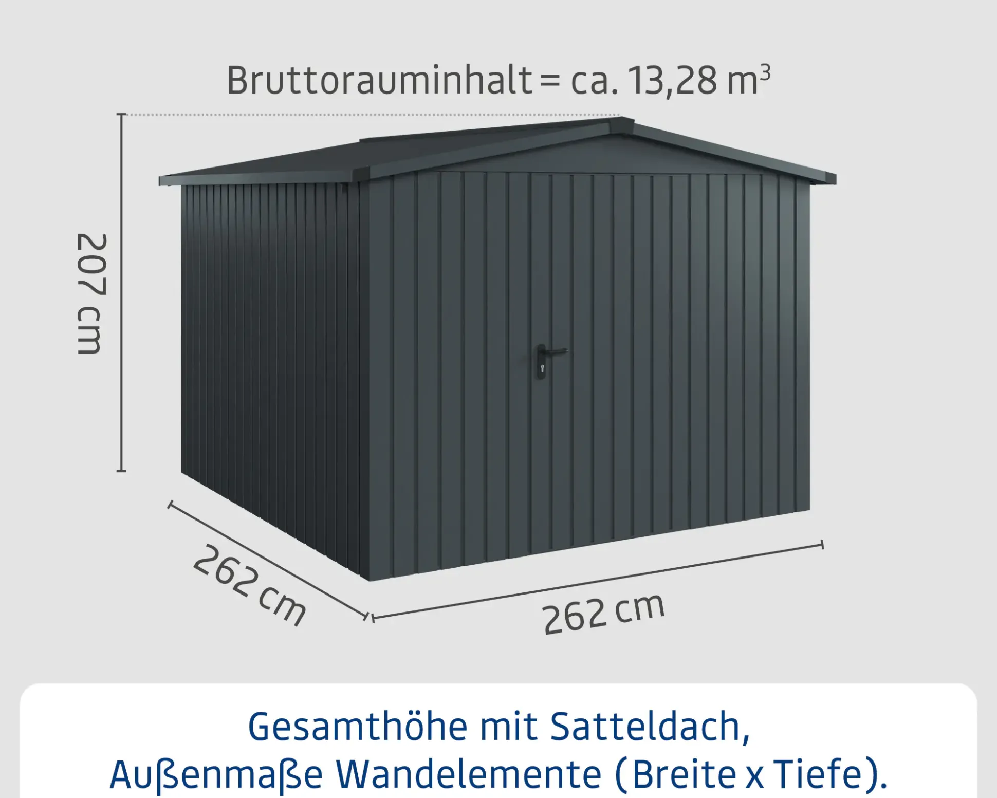 EcoStar Metallgerätehaus Euroline ESD10 anthrazit 262 x 262 cm 1-flg.