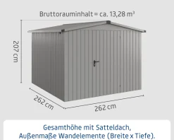 EcoStar Metallgerätehaus Euroline ESD10 graualuminium 262 x 262 cm 1-flg.