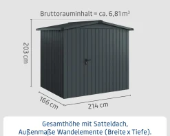 EcoStar Metallgerätehaus Euroline ESD4 anthrazit 214 x 166 cm 1-flg.