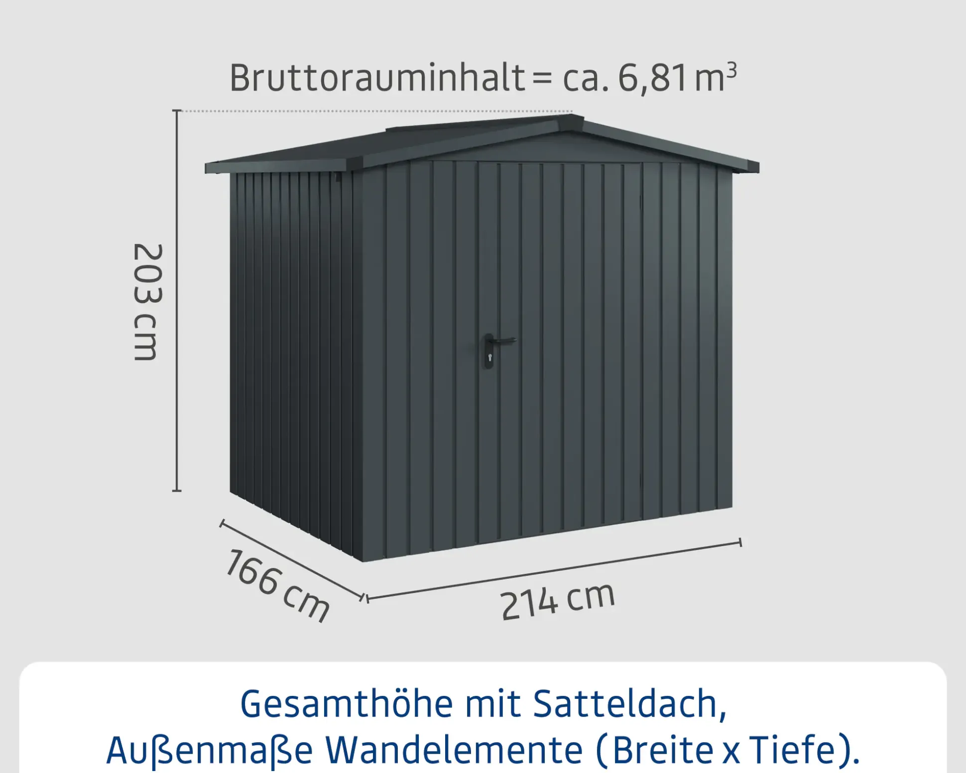 EcoStar Metallgerätehaus Euroline ESD4 anthrazit 214 x 166 cm 1-flg.