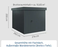 EcoStar Metallgerätehaus Euroline EFD6 anthrazit 214 x 262 cm 1-flg.