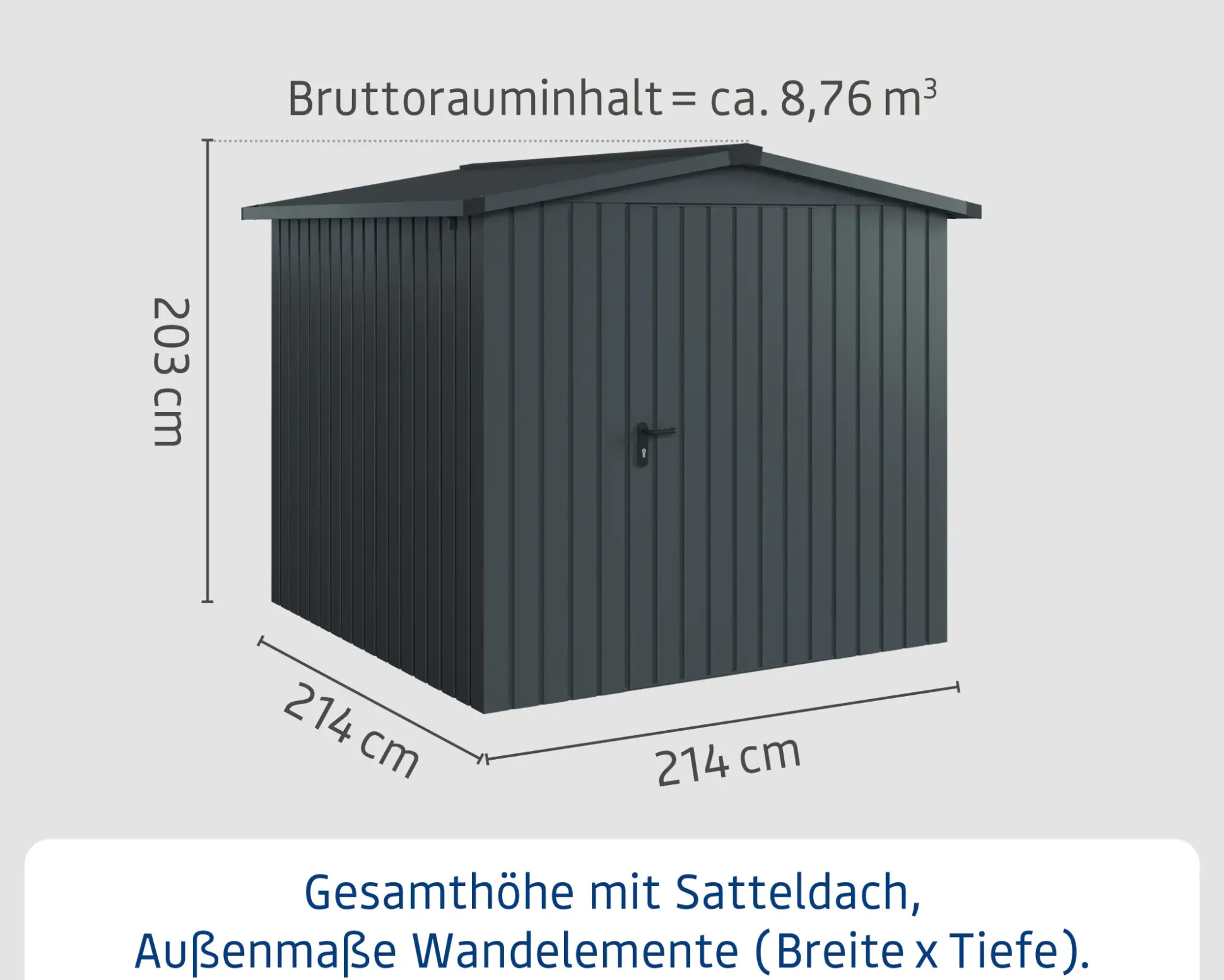 EcoStar Metallgerätehaus Euroline ESD5 anthrazit 214 x 214 cm 1-flg.