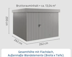 EcoStar Metallgerätehaus Euroline EFD10 graualuminium 262 x 262 cm 1-flg.