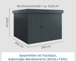 EcoStar Metallgerätehaus Euroline EFD10 anthrazit 262 x 262 cm 1-flg.