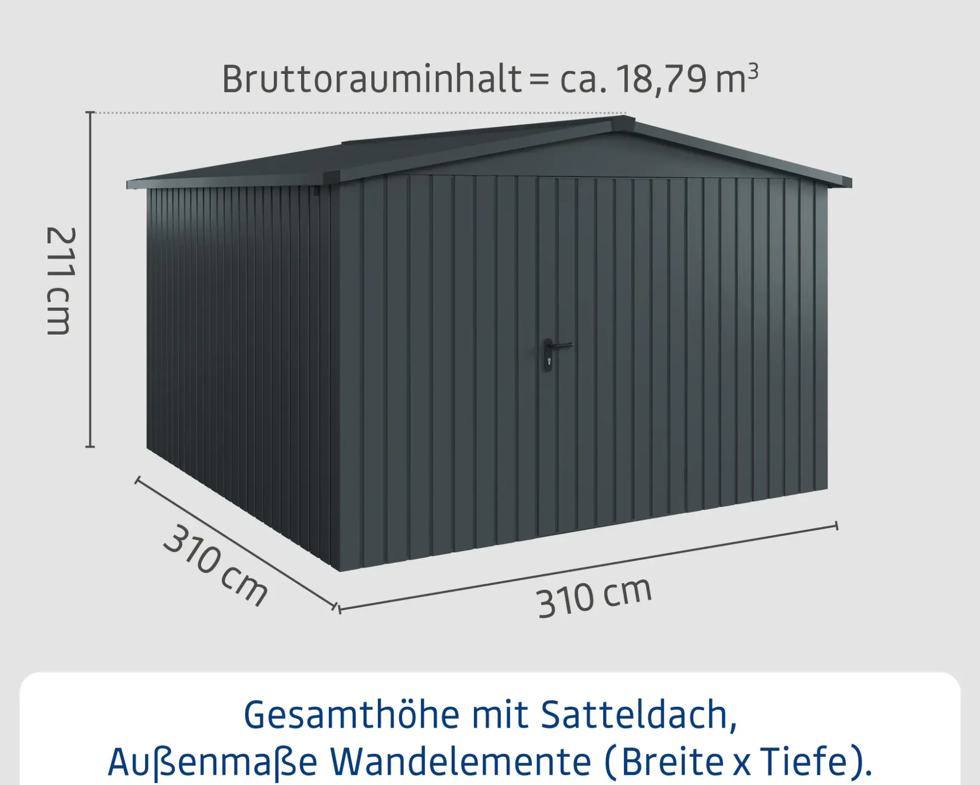 EcoStar Metallgerätehaus Euroline ESD14 anthrazit 310 x 310 cm 1-flg.
