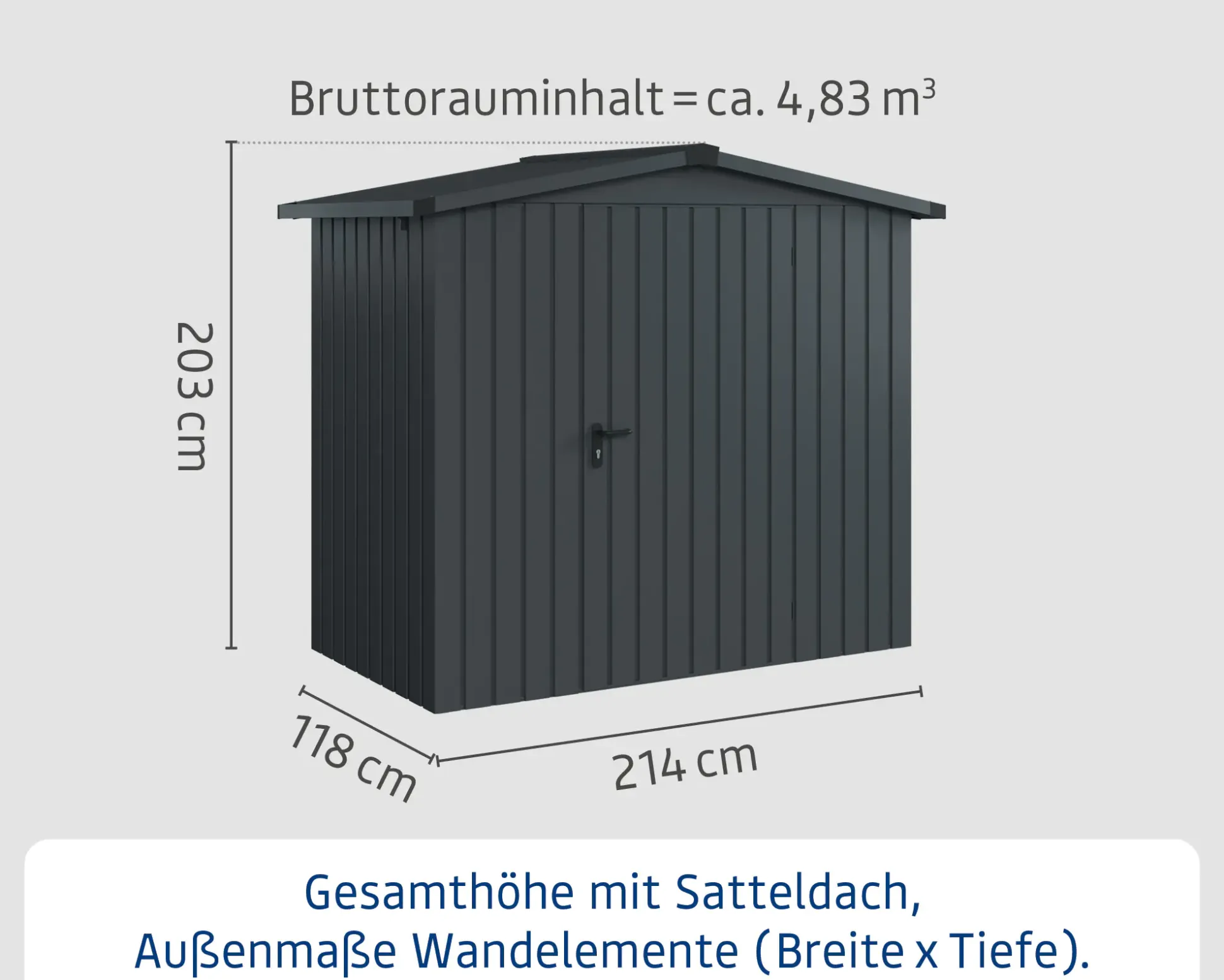 EcoStar Metallgerätehaus Euroline ESD3 anthrazit 214 x 118 cm 1-flg.