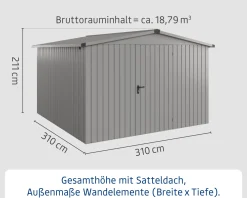 EcoStar Metallgerätehaus Euroline ESD14 graualuminium 310 x 310 cm 1-flg.