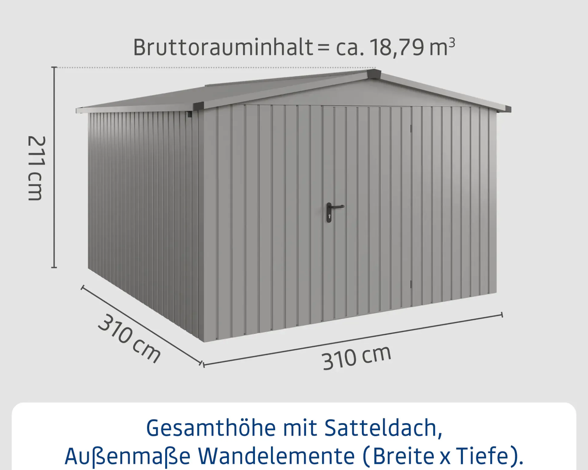 EcoStar Metallgerätehaus Euroline ESD14 graualuminium 310 x 310 cm 1-flg.