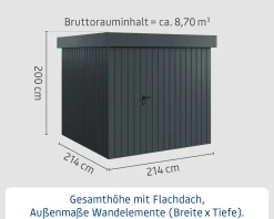 EcoStar Metallgerätehaus Euroline EFD5 anthrazit 214 x 214 cm 1-flg.