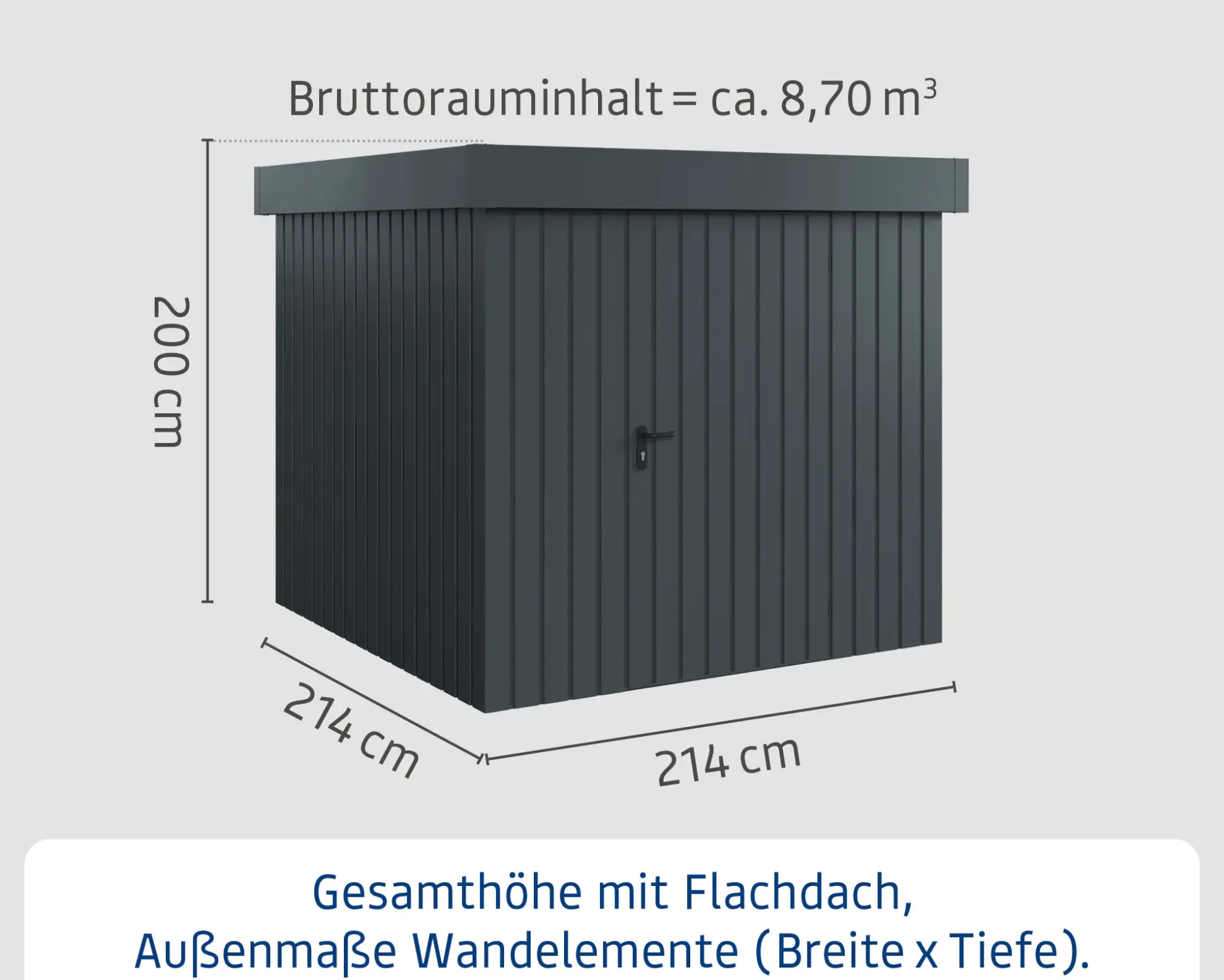 EcoStar Metallgerätehaus Euroline EFD5 anthrazit 214 x 214 cm 1-flg.