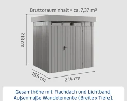 EcoStar Metallgerätehaus Euroline EFD4 LB graualuminium 214 x 166 cm 1-flg.