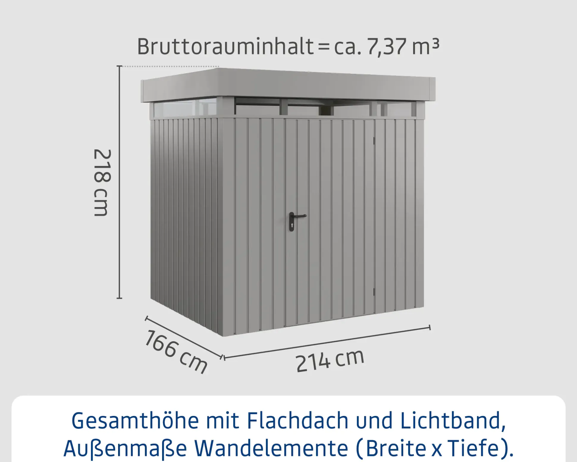 EcoStar Metallgerätehaus Euroline EFD4 LB graualuminium 214 x 166 cm 1-flg.