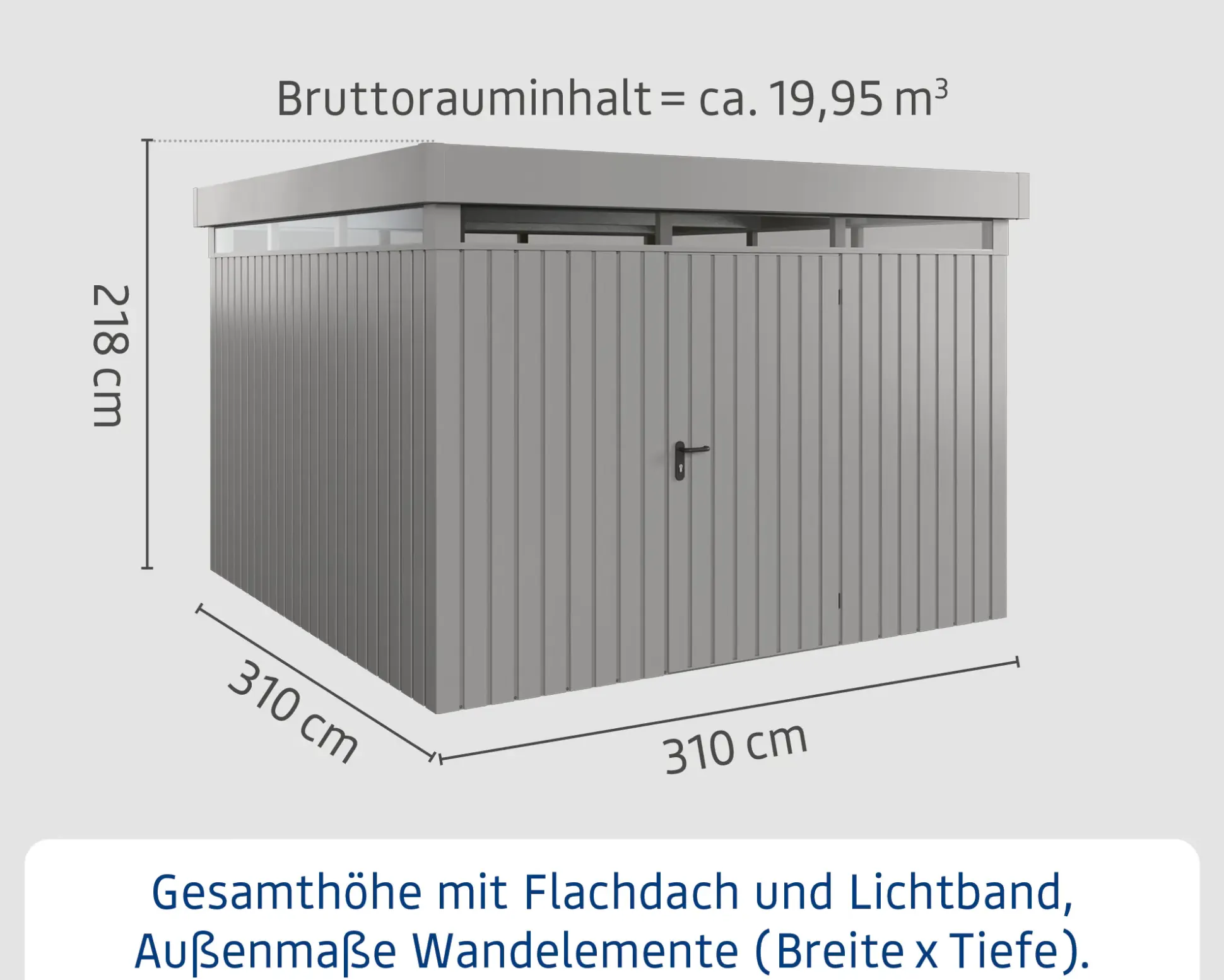 EcoStar Metallgerätehaus Euroline EFD14 LB graualuminium 310 x 310 cm 1-flg.