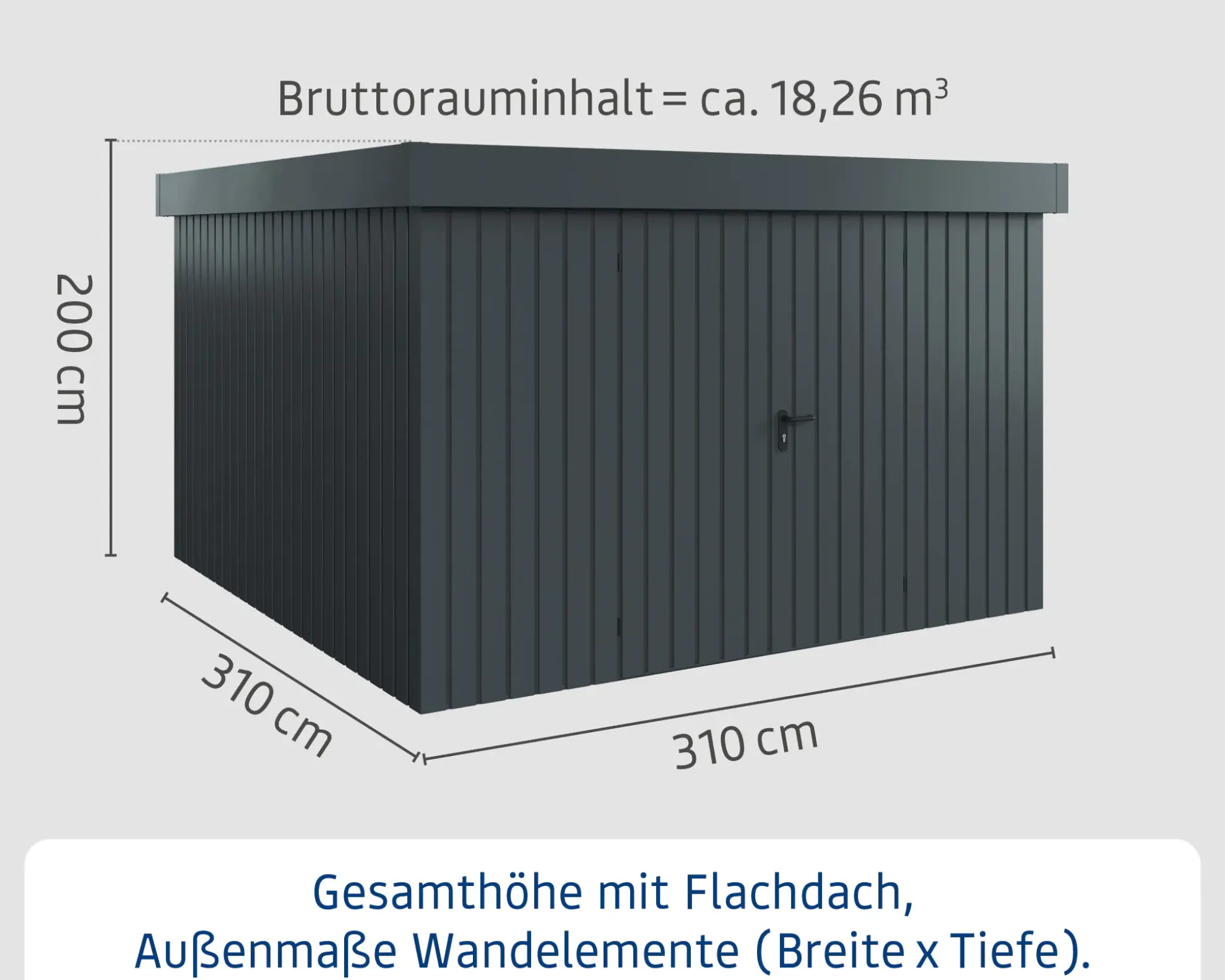 EcoStar Metallgerätehaus Euroline EFD14 anthrazit 310 x 310 cm 2-flg.