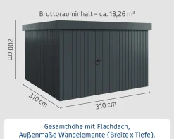 EcoStar Metallgerätehaus Euroline EFD14 anthrazit 310 x 310 cm 1-flg.