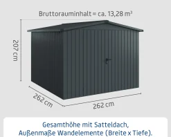 EcoStar Metallgerätehaus Euroline ESD10 anthrazit 262 x 262 cm 2-flg.