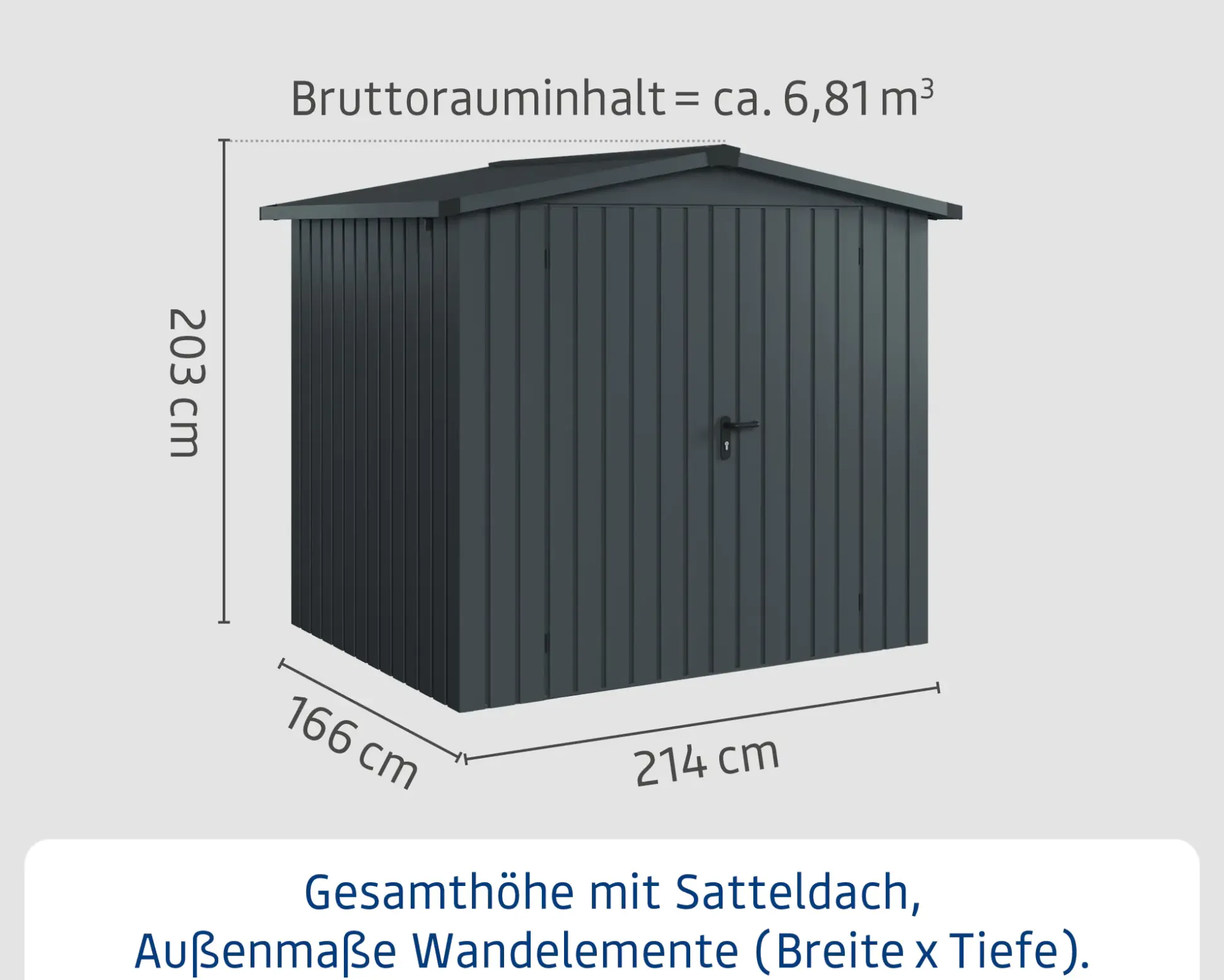 EcoStar Metallgerätehaus Euroline ESD4 anthrazit 214 x 166 cm 2-flg.