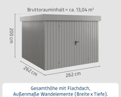 EcoStar Metallgerätehaus Euroline EFD10 aluminiumgrau 262 x 262 cm 2-flg.