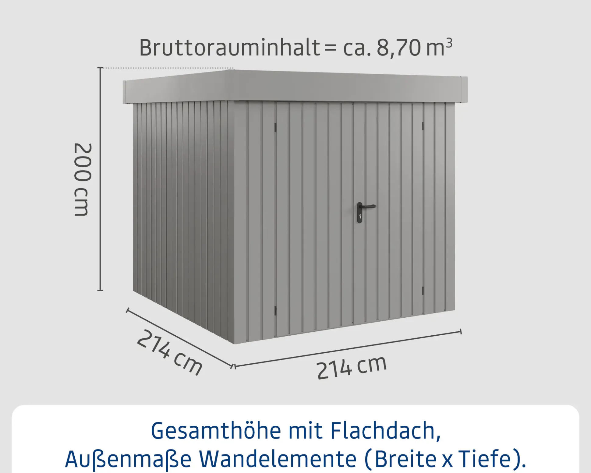 EcoStar Metallgerätehaus Euroline EFD5 aluminiumgrau 214 x 214 cm 2-flg.