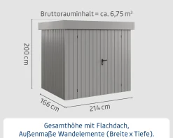 EcoStar Metallgerätehaus Euroline EFD4 aluminiumgrau 214 x 166 cm 2-flg.