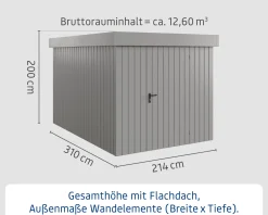 EcoStar Metallgerätehaus Euroline EFD7 graualuminium 214 x 310 cm 1-flg.