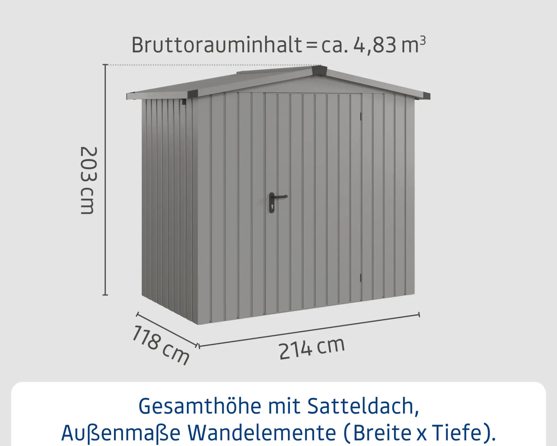 EcoStar Metallgerätehaus Euroline ESD3 graualuminium 214 x 118 cm 1-flg.