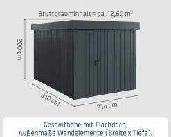 EcoStar Metallgerätehaus Euroline EFD7 anthrazit 214 x 310 cm 1-flg.