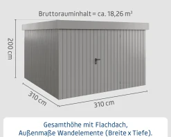 EcoStar Metallgerätehaus Euroline EFD14 graualuminium 310 x 310 cm 1-flg.