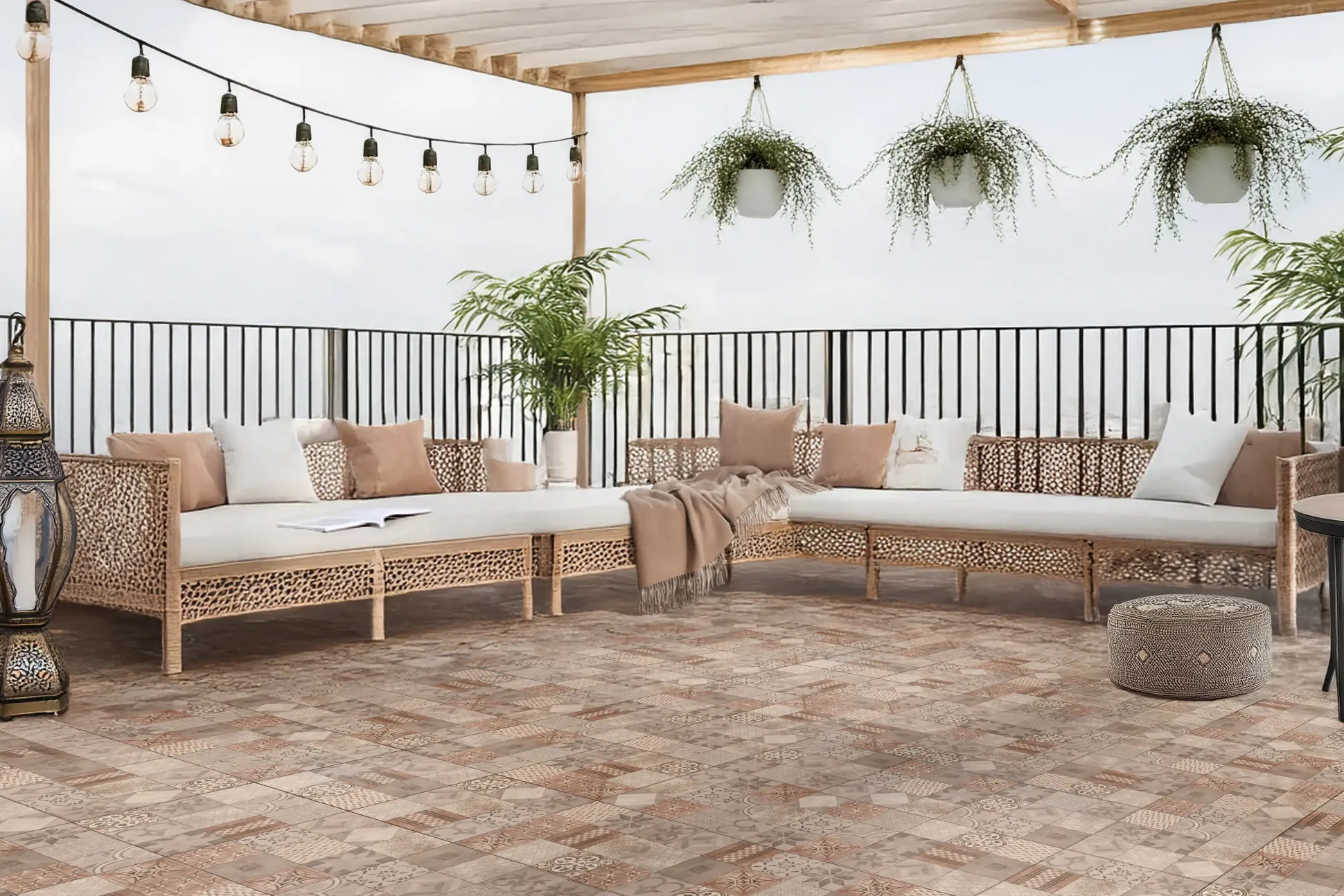 EHL Terrassenplatte Mosaik 60 x 60 x 4 cm braun beige