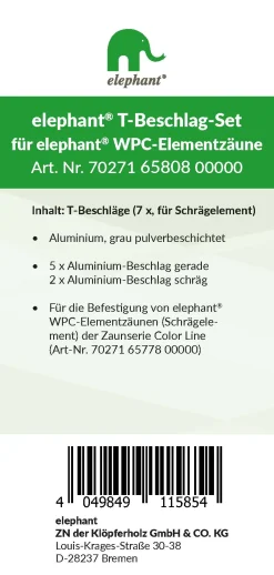 elephant T-Beschlagset Color Line Schrägelement grau 7 Stück