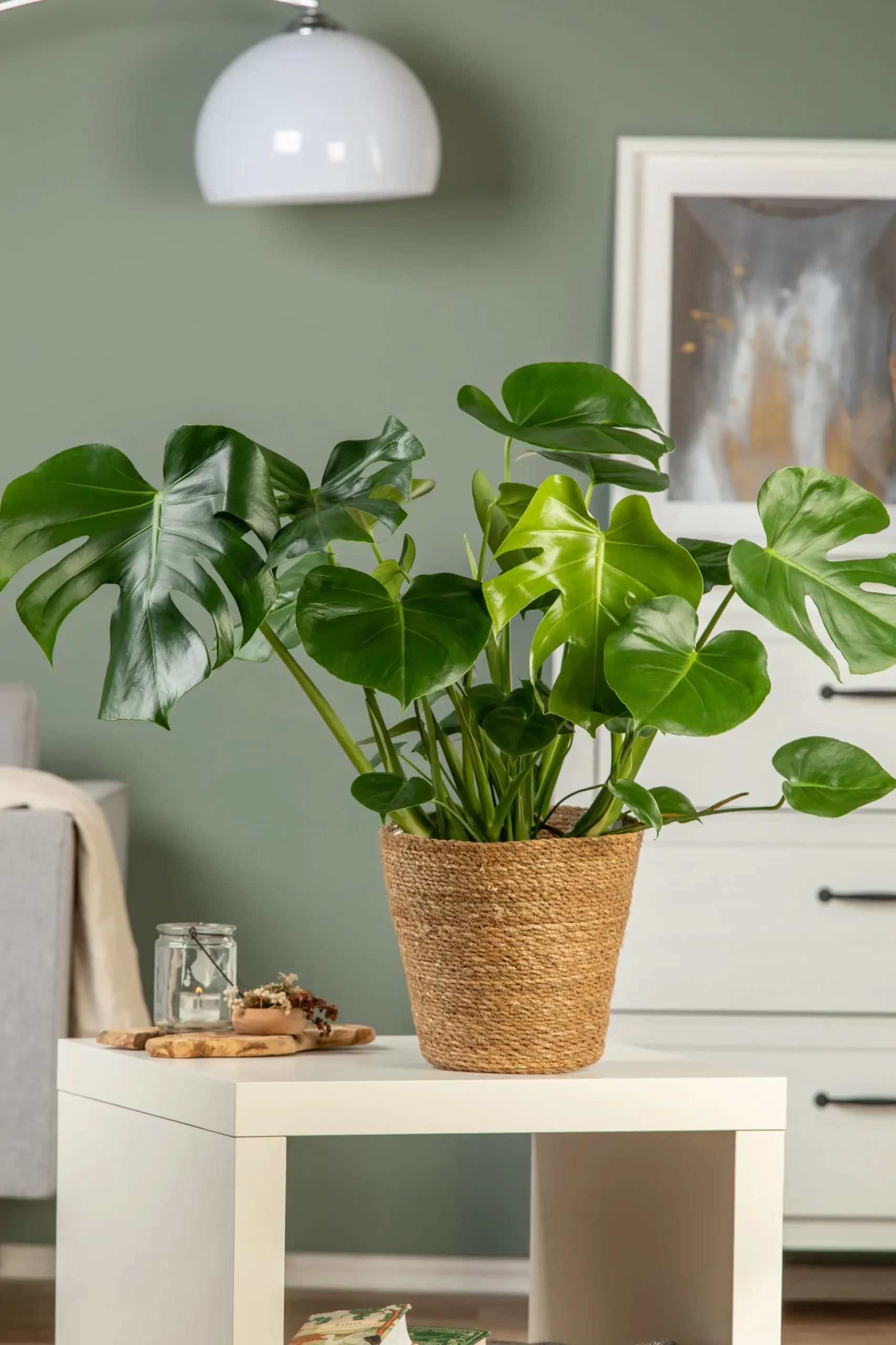 Fensterblatt Monstera deliciosa Deliciosa in Korb H ca. 60 cm 21 cm Topf