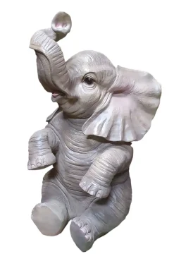 Figur Elefant sitzend groß Polyresin 86 x 55 x 47 cm grau