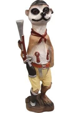 Figur Erdmännchen -Pirat mit Flinte 61 x 16 x 14 cm braun